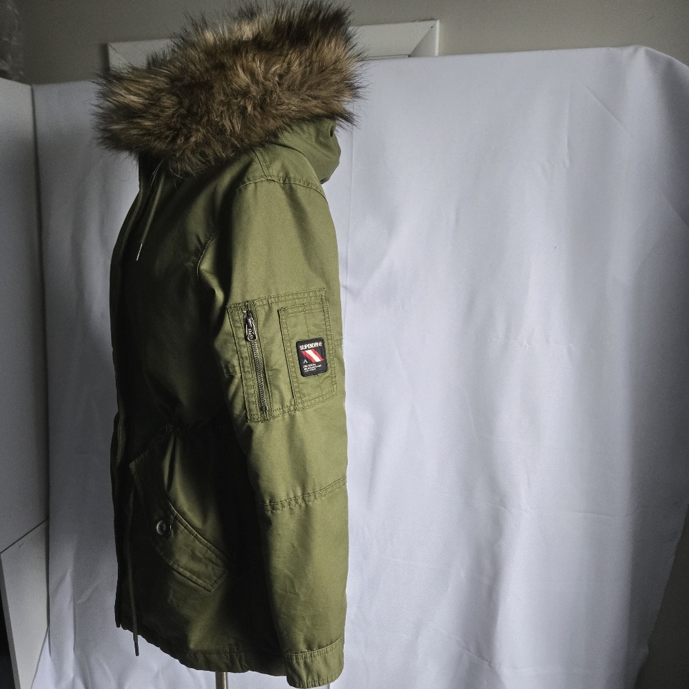 Superdry Women's Coat Size Military Fishtail Parka Coat In Army Green Size - Picture 6 of 15